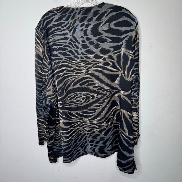 Ulla Popken Plus Size 24/26 Embellished Animal Print Tunic Top Beaded Jeweled - Picture 2 of 7
